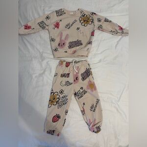 Zara Cream & Pink Bunny and Floral Kids Set